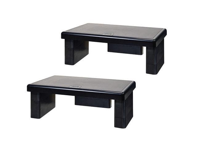 dac stax computer monitor riser, ultra-sturdy adjustable desktop monitor stand, supports up to 66 pounds, medium size, 2-pack, for dual monitor setup