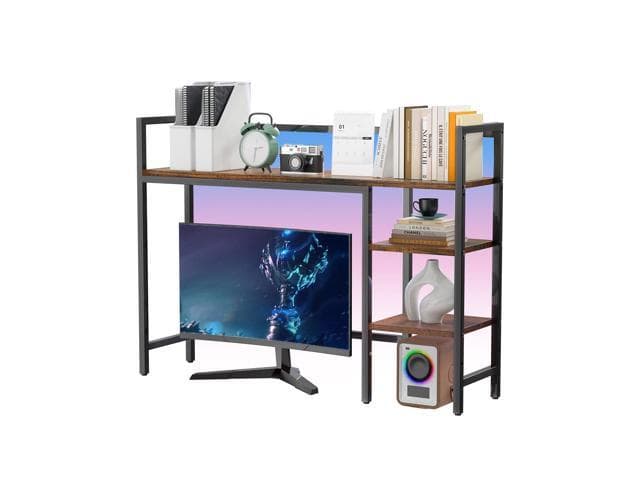 Desktop Shelf, 4 Tier Wood Desk Hutch for Computer Monitor up to 28'' Multipurpose Countertop Desk Organizer Shelf, 38.6''Desktop Bookshelf Storage...