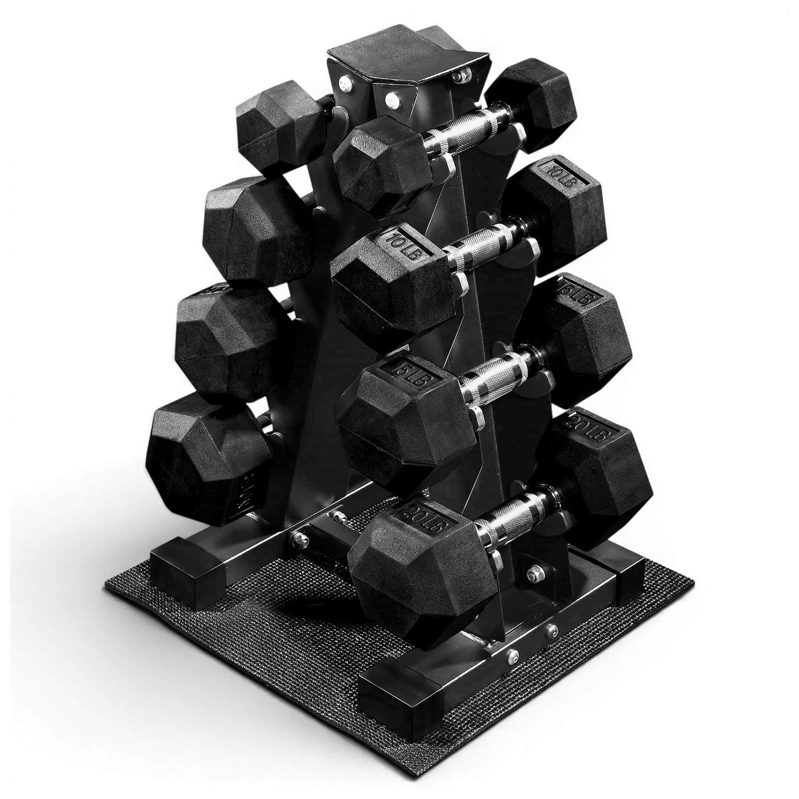 BalanceFrom Dumbbell Set with Stand, Rubber Encased Home Gym Hand Weights, 100lb
