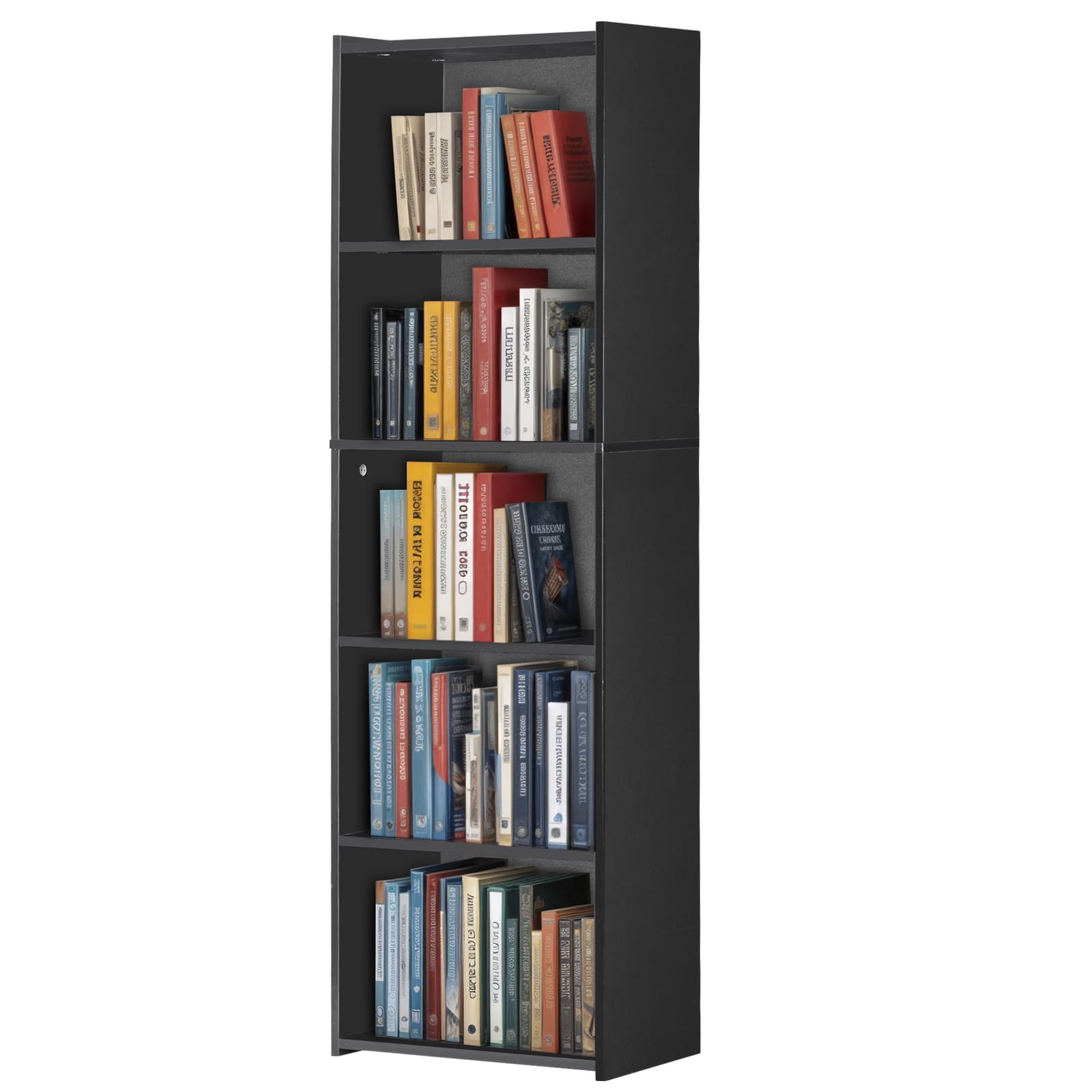 5-Tier Bookcase Bookshelf Open Shelf Storage Rack for Display Black/White