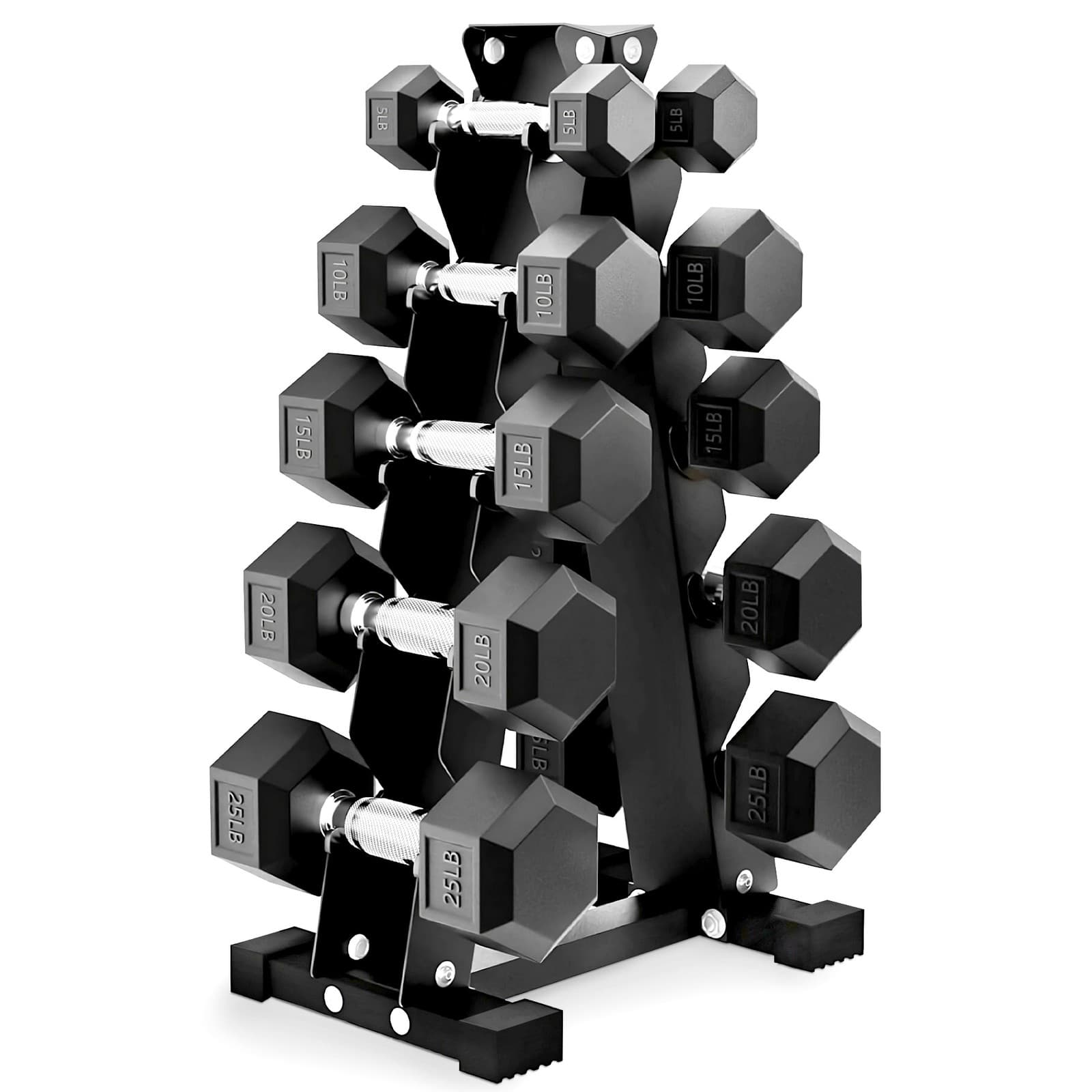 Balance From Dumbbell Set with Stand, Rubber Encased Home Gym Hand Weights