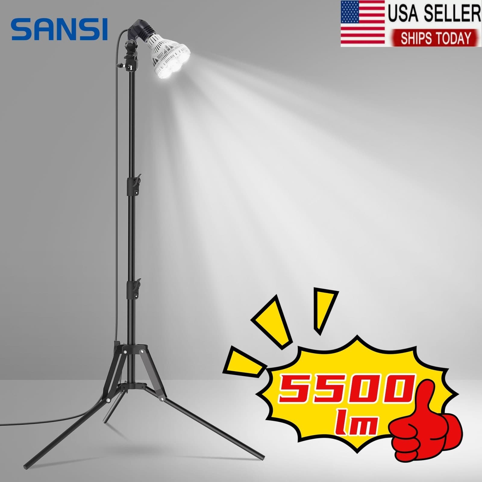 SANSI 5500 lm LED Work Light 365W Equiv 5000K Adjustable Stand for Workshop ETL