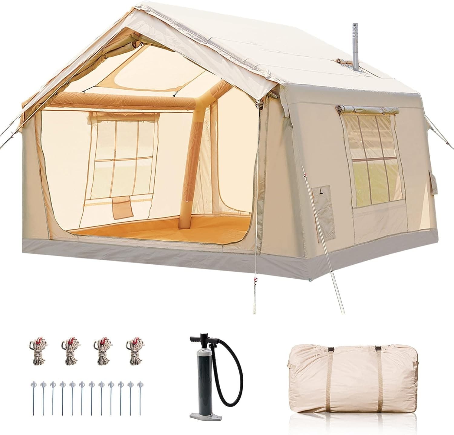 NAIZEA 2~12 Person Inflatable Blow Up Tents for Camping Waterproof Hot Tent&Pump
