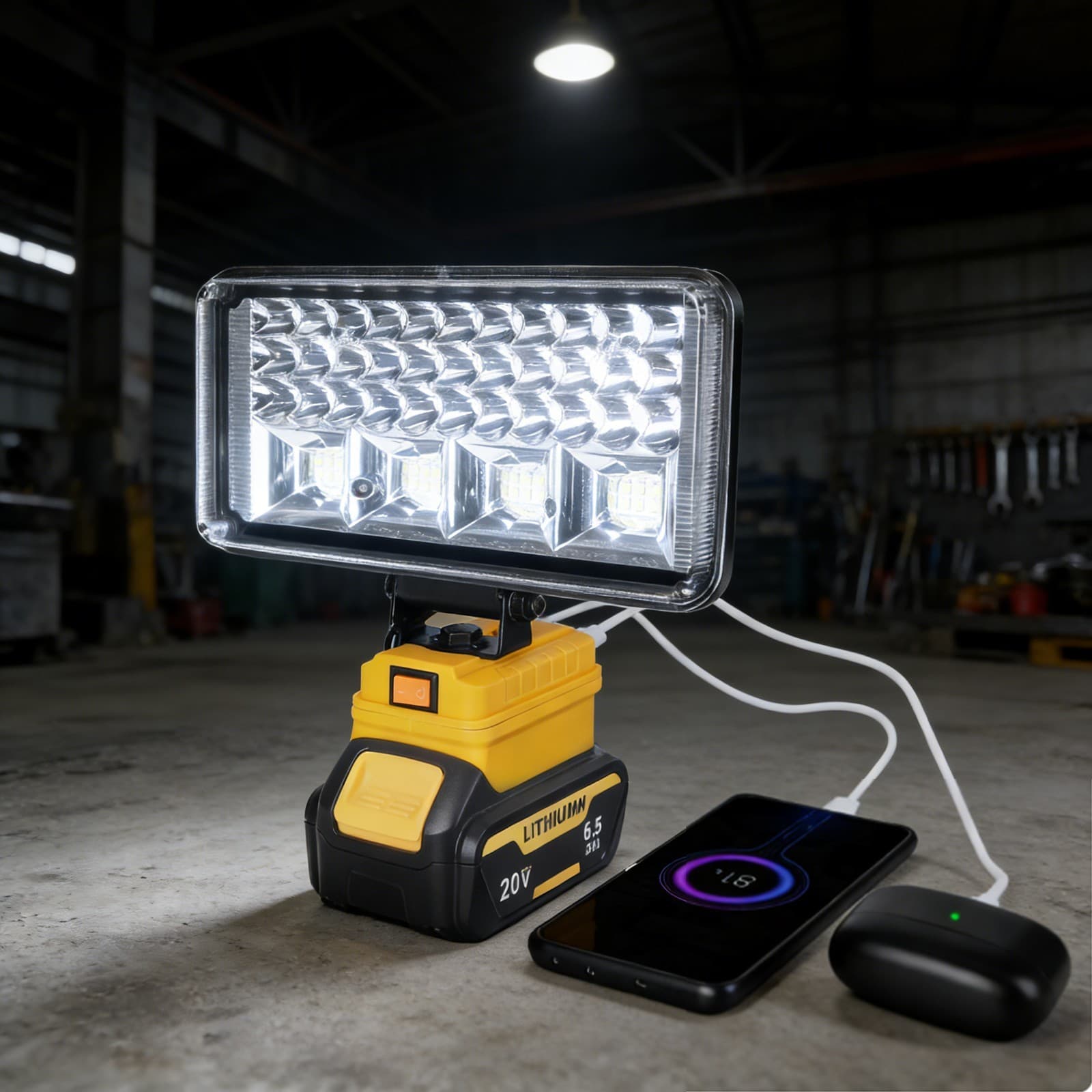 LED Work Light for Dewalt 20V Battery, 90W Flashlight with USB Charging Port