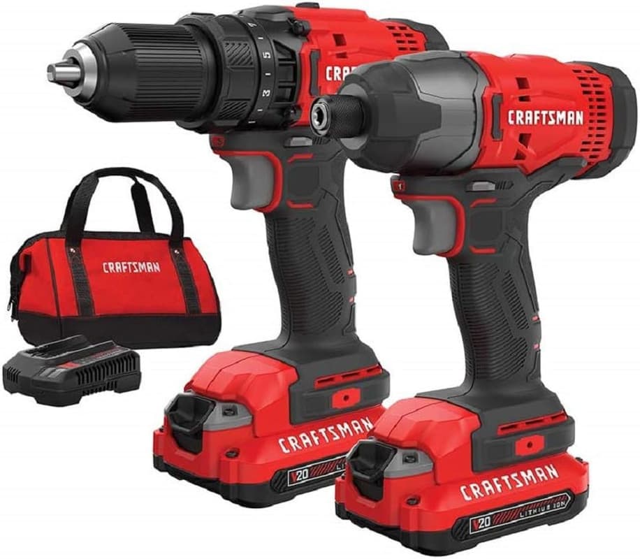 CRAFTSMAN V20 MAX Cordless Drill and Impact Driver, Power Tool Combo Kit with 2