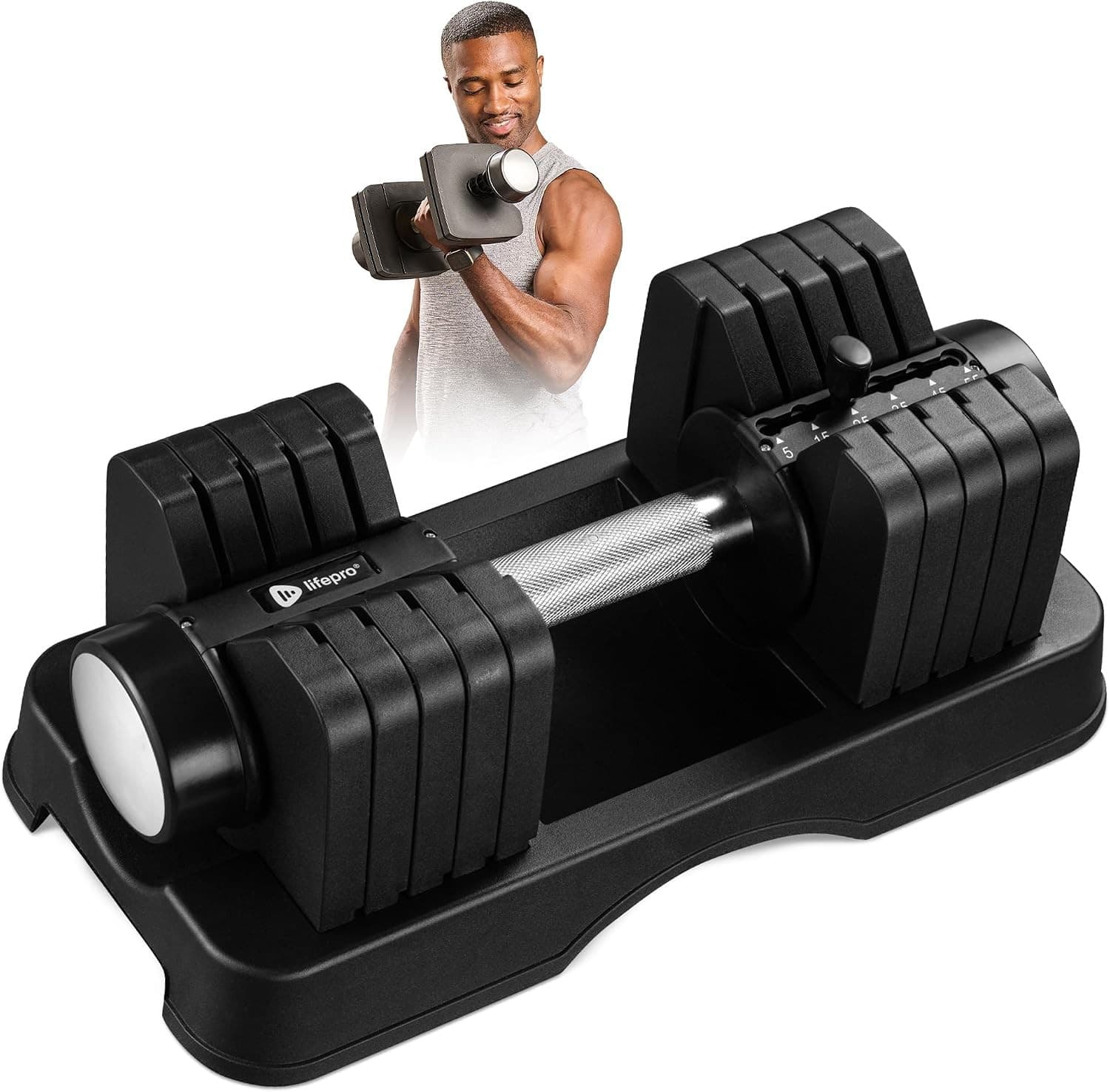 LifePro 55LB Single Adjustable Dumbbells Set (Open Box)